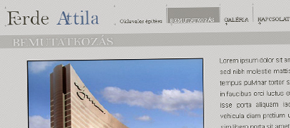 Ferde Attila okleveles építész weboldal layout